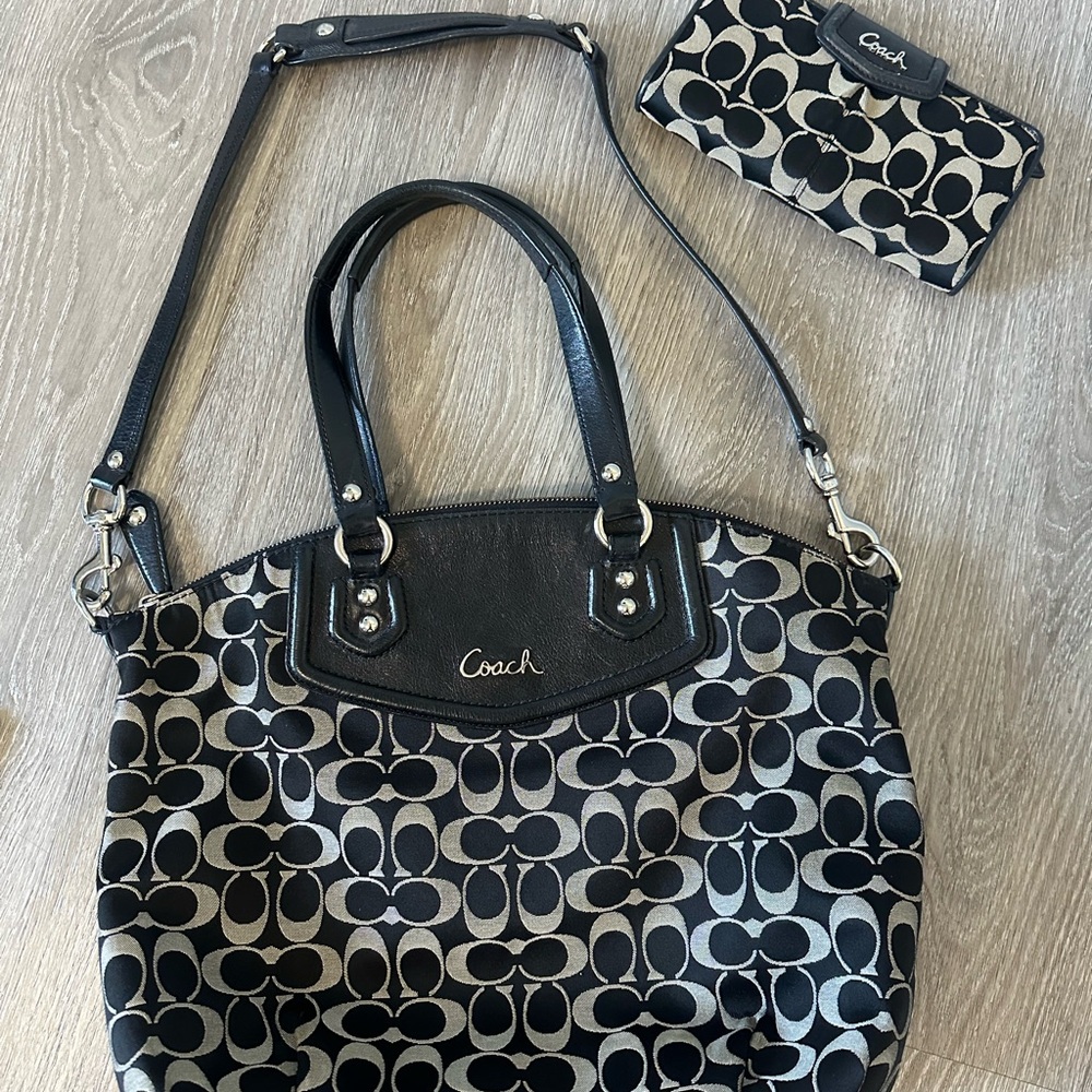 Coach Black and Gray Signature Tote Bag